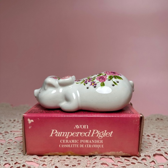 Vintage 1978 Avon Pampered Piglet Ceramic Pomander w/ Box - Picture 1 of 4